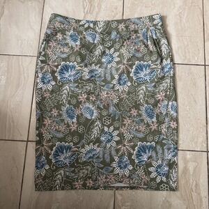 RipSkirt Hawaii Wrap Skirt Olive Green Floral Batik Print Midi Length Size Large